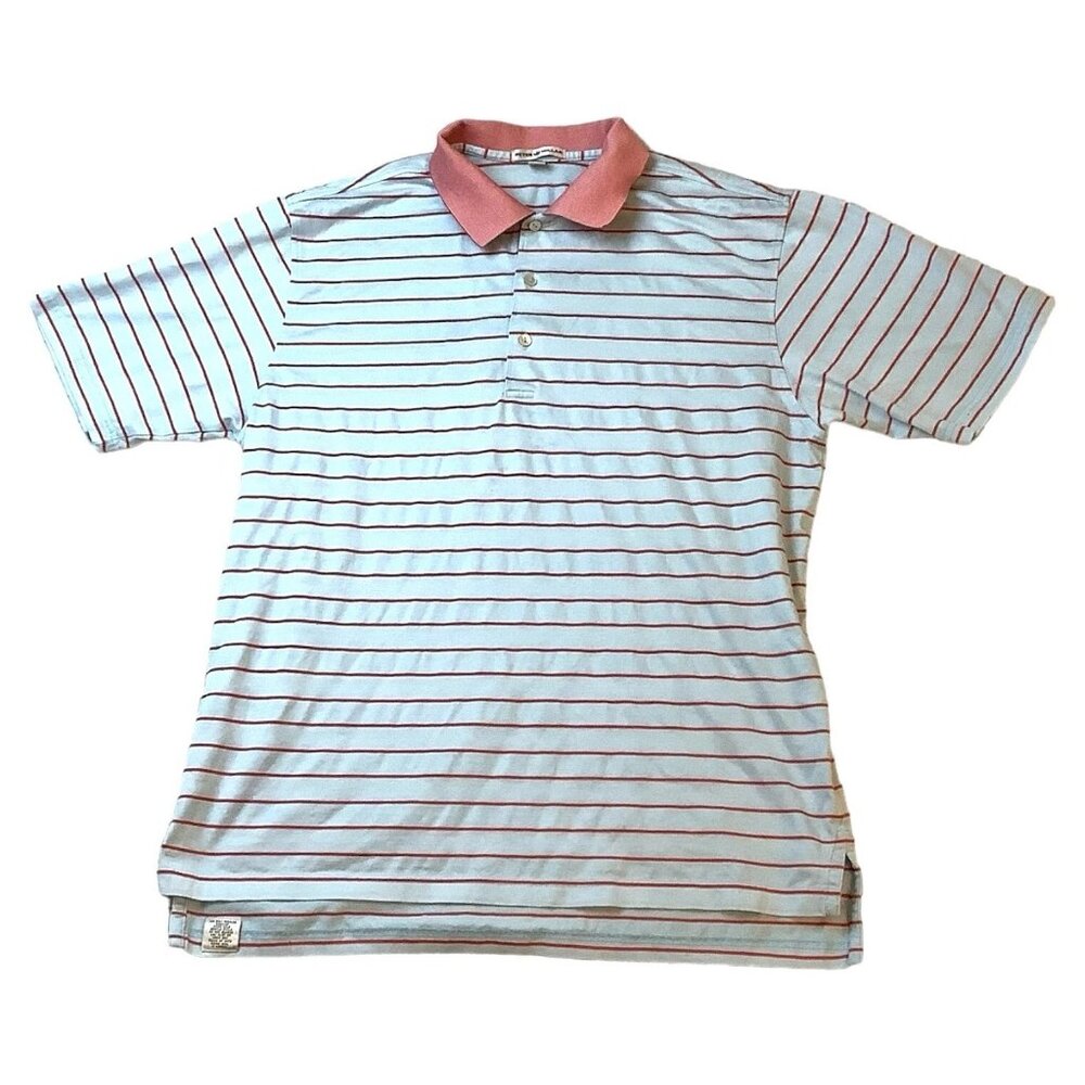 Peter Millar Crown Men's Striped Polo Golf Short Sleeve Shirt Size L